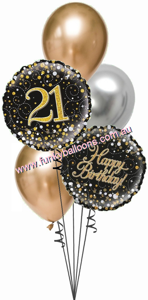 (image for) 21st Fizz Black + Gold Bouquet - Click Image to Close