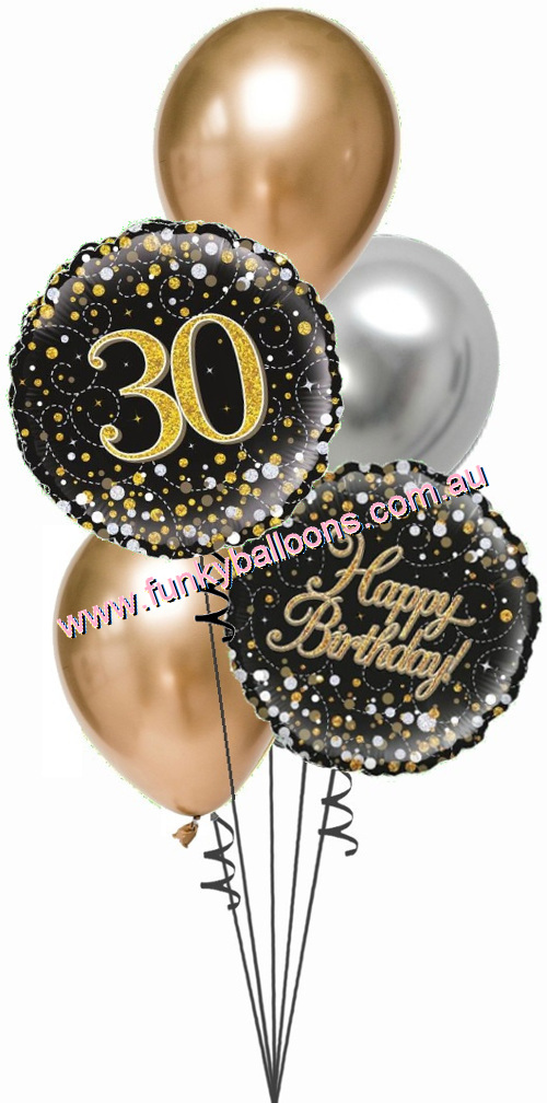 (image for) 30th Fizz Black + Gold Bouquet - Click Image to Close