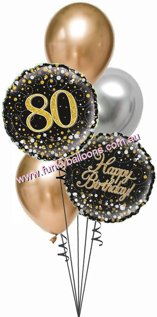 (image for) 80th Fizz Black + Gold Bouquet - Click Image to Close