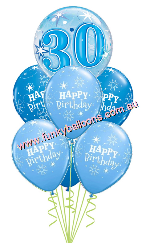 (image for) 30th Blue Starburst Bubble Birthday Bouquet