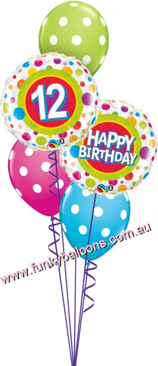 (image for) 12th Birthday Colourful Dots Bouquet - Click Image to Close