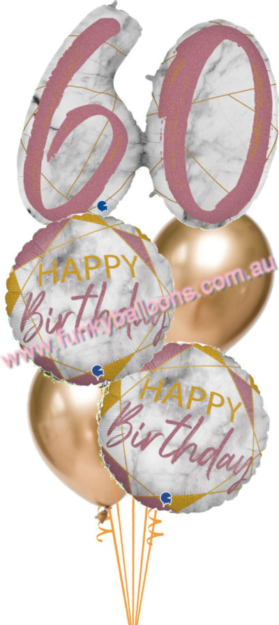 (image for) 60th Deluxe Marble Rose Gold Birthday Bouquet - Click Image to Close