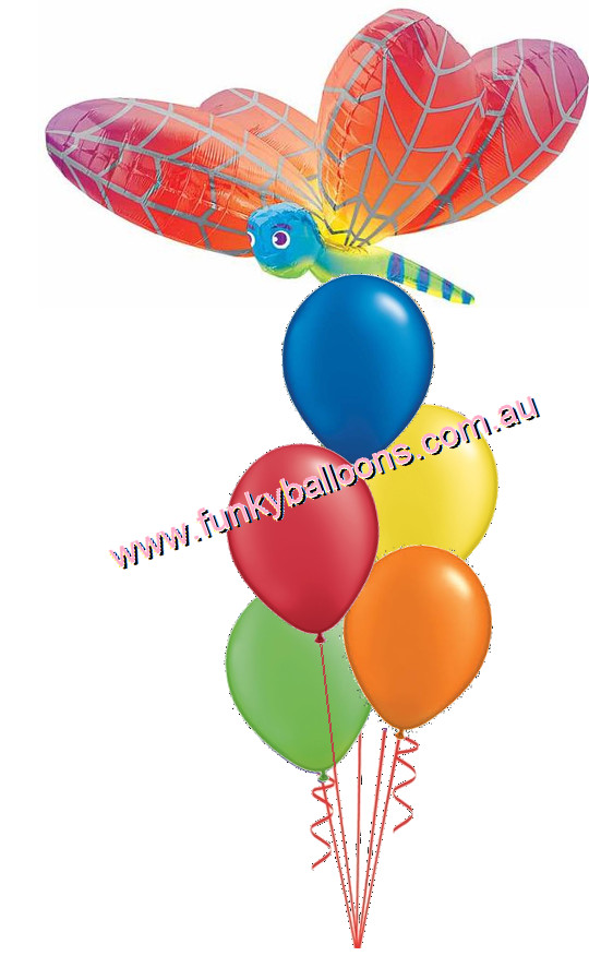 (image for) Rainbow Dragonfly Balloon Bouquet - Click Image to Close