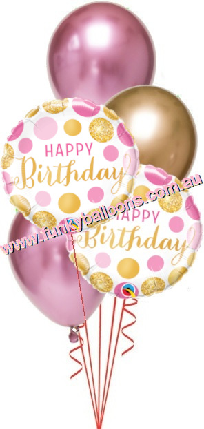 (image for) Gold + Pink Chrome Birthday Bouquet - Click Image to Close