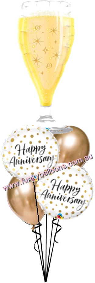 (image for) Golden Champagne Glass Anniversary Bouquet - Click Image to Close