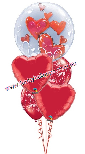 (image for) I Love You Hearts Double Bubble Bouquet - Click Image to Close