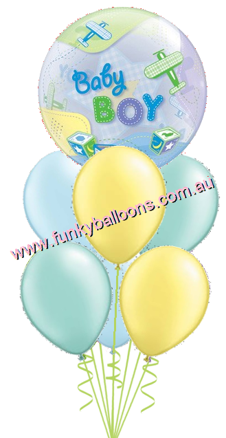 (image for) Baby Boy Bubble + Pastels Bouquet - Click Image to Close