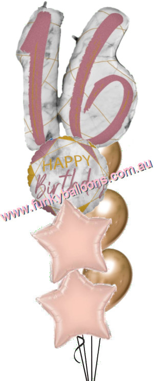 (image for) 16th Jumbo Marble Rose Gold Birthday Bouquet - Click Image to Close