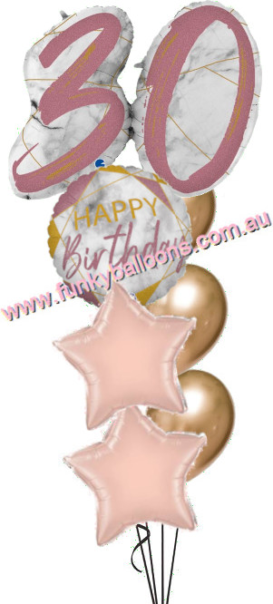 (image for) 30th Jumbo Marble Rose Gold Birthday Bouquet - Click Image to Close