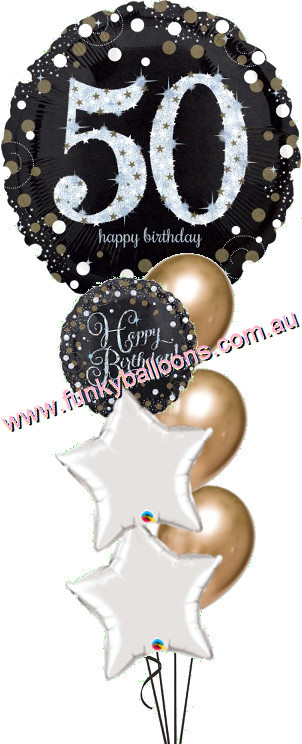 (image for) 50th Jumbo Golden Sparkling Birthday Bouquet - Click Image to Close