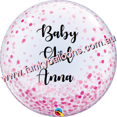 (image for) Personalised Bubble Balloon - Pink Dots Pattern - Click Image to Close