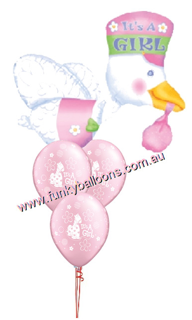 (image for) Bundle of Joy Pink Stork Baby Bouquet - Click Image to Close