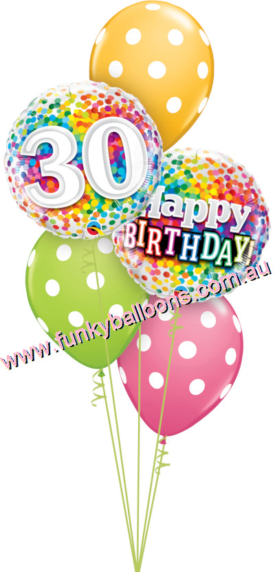 (image for) 30th Rainbow Confetti + Polka Dots Bouquet - Click Image to Close