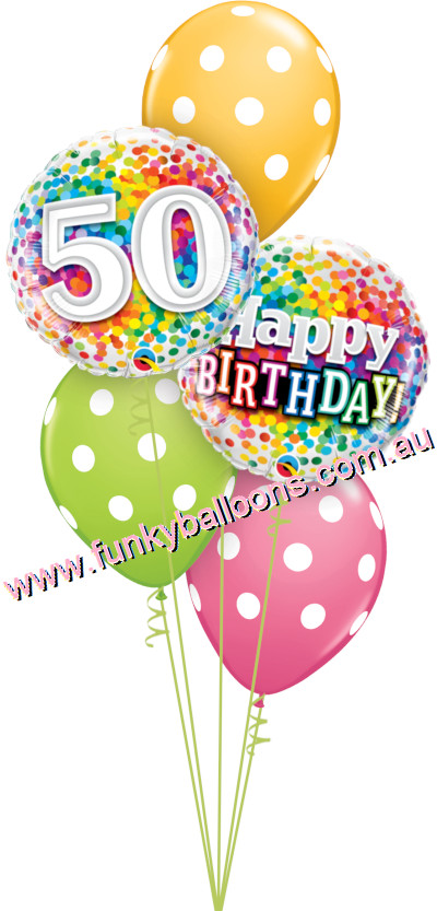 (image for) 50th Rainbow Confetti + Polka Dots Bouquet - Click Image to Close