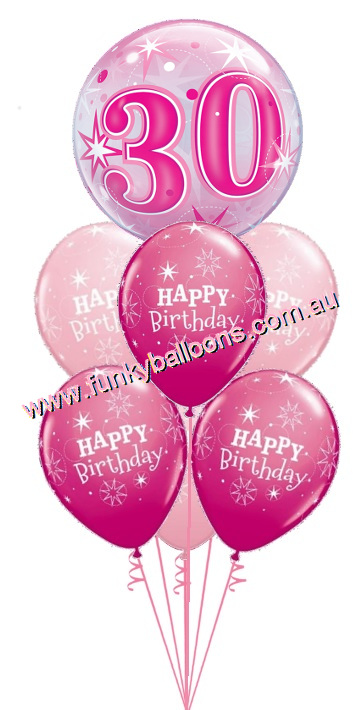 (image for) 30th Pink Starburst Bubble Birthday Bouquet