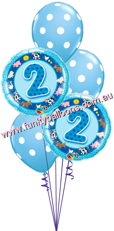 (image for) 2nd Birthday Blue Farm Animals Bouquet