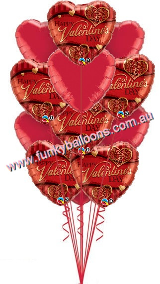 A Dozen Red Valentine's Heart Balloons