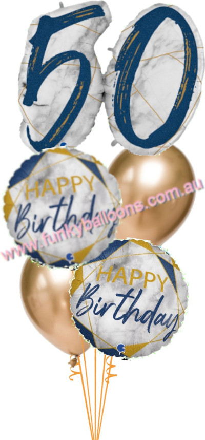 (image for) 50th Deluxe Marble Blue Birthday Bouquet