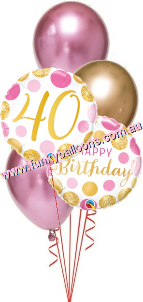 (image for) 40th Birthday Gold + Pink Chrome Bouquet