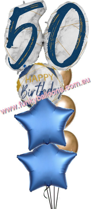 (image for) 50th Jumbo Marble Blue Birthday Bouquet